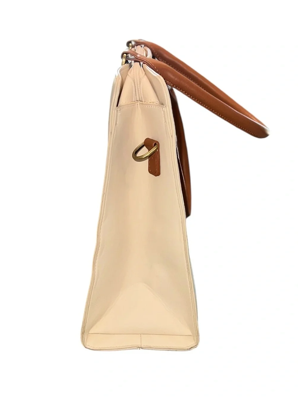 ECOSUSI Cream Vegan Leather Laptop Tote Work Bag 15.6” Purse